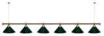 Лампа STARTBILLIARDS 6 пл. (плафоны зеленые,штанга зеленая,фурнитура золото)