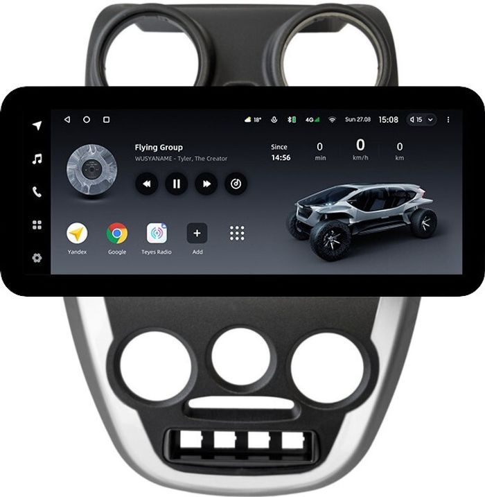 Магнитола для Lada Granta 2011-2018 (большая рамка) - Teyes LUX ONE ROUND монитор 12.3" 2K QLED на Android 10, Быстрая, CarPlay, 4G SIM-слот