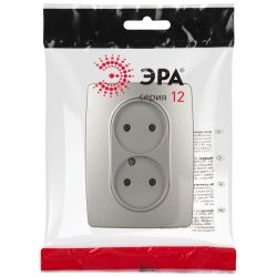 Розетка ЭРА Серия 12 12-2107-16 двойная 2X2P 16А-250В титан | Эра 12