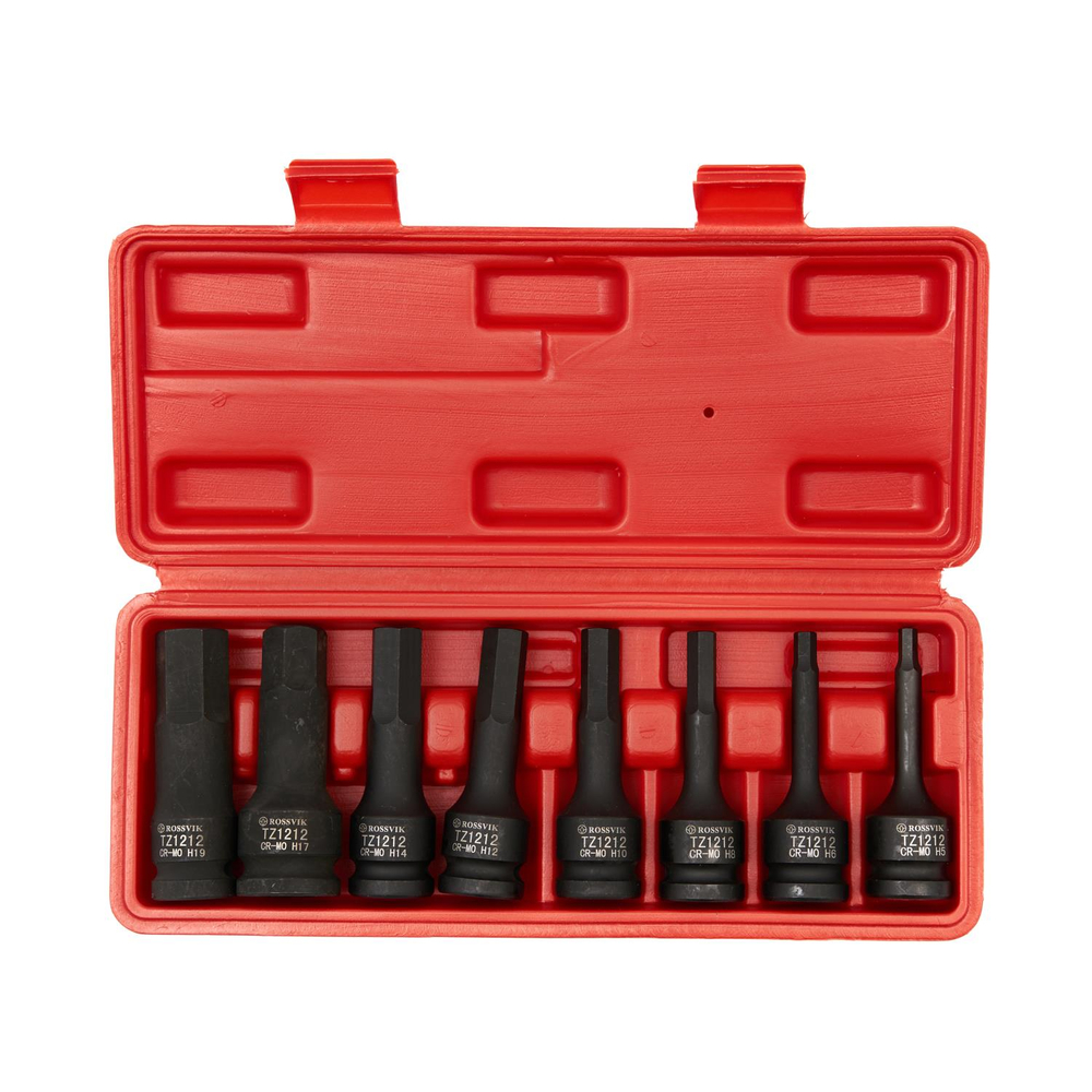 ST241 Набор головок ударных ROSSVIK 1/2", Hex H5-H19, 8 предметов