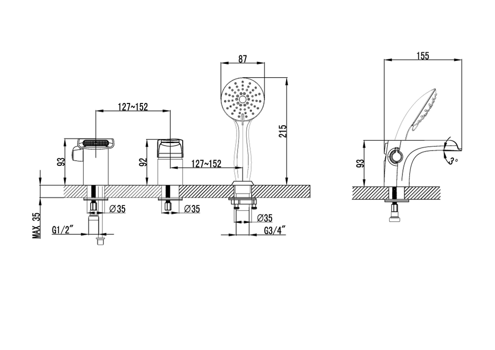 Смеситель для ванны Lemark Shift (LM4345C)