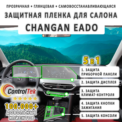 Changan Eado (2022) - комплект защитных пленок 5 в 1. Пленка защитная ControlTek HYBRID со слоем TOP COAT. Толщина: 6 mil. (175 мкм.)