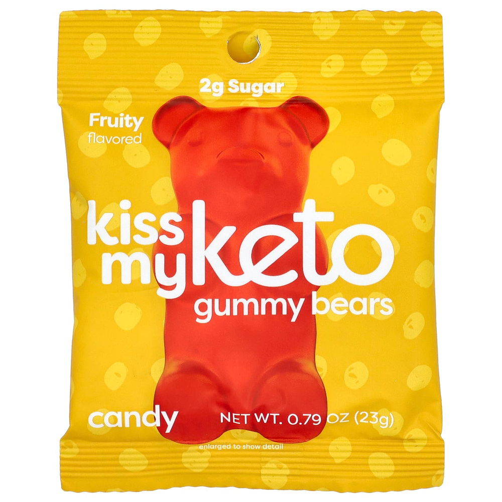 Kiss My Keto, кетогенные жевательные мишки, с фруктовым вкусом, 12 пакетиков по 23 г (0,79 унции)