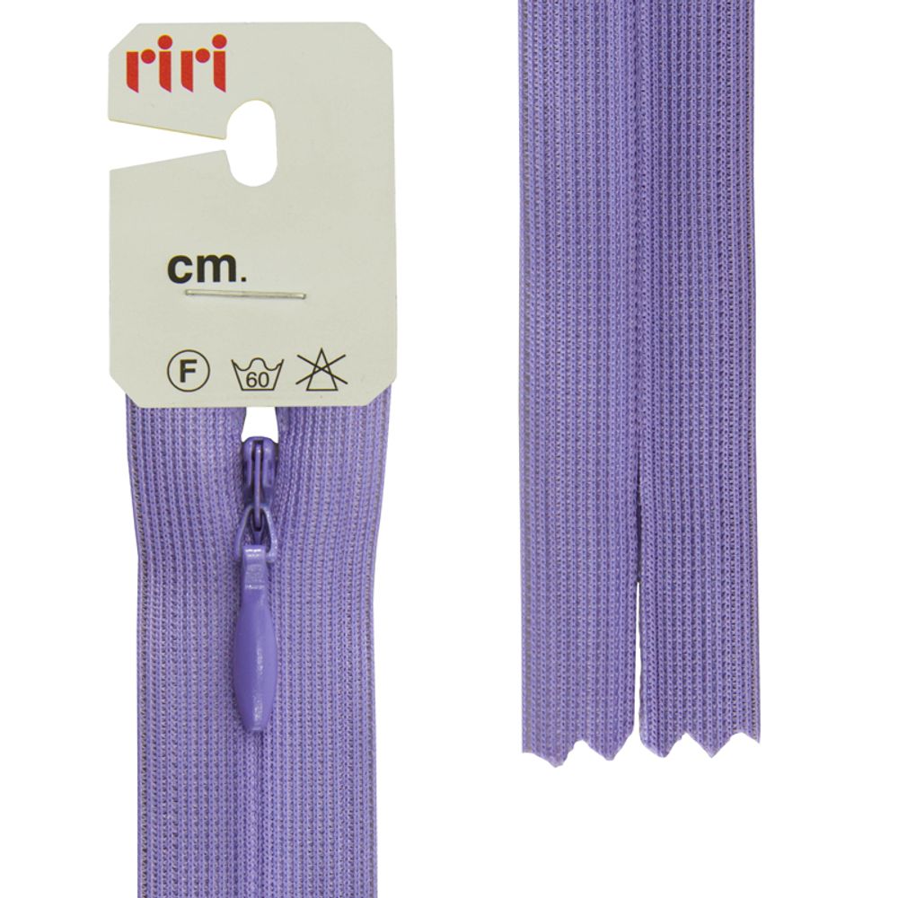Молния потайная (скрытая) RIRI Т3 (3 мм) 1 зам., н/раз., 22 см, цв.2513, сиреневый, 10 шт Молния потайная (скрытая) RIRI Т3 (3 мм) 1 зам., н/раз., 22 см, цв.2513, сиреневый, 10 шт