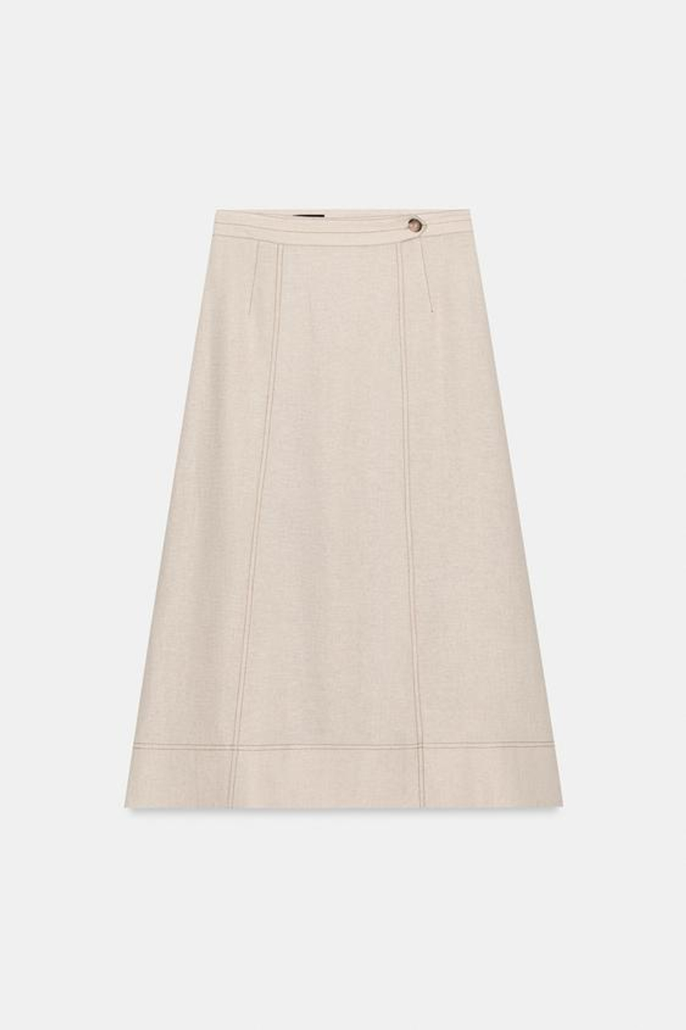 ZARA ЛЬНЯНАЯ ЮБКА НА ЗАПÁХЕ СО СТРОЧКОЙ, СВЕТЛО-БЕЖЕВЫЙ