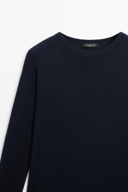 Massimo Dutti Футболка из смесовой шерсти, темно-синий