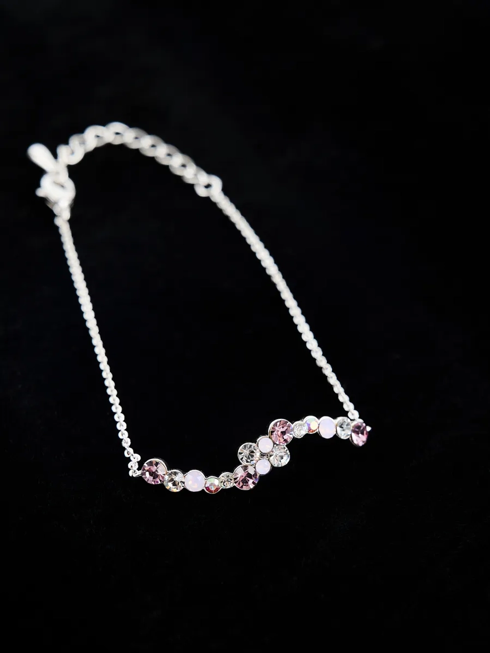 Браслет Млечный путь с розовыми кристаллами Swarovski