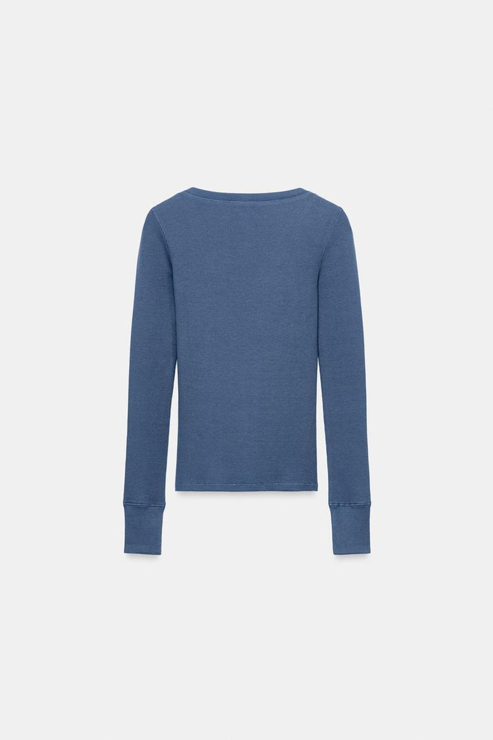 ZARA ФУТБОЛКА В РУБЧИК С ДЛИННЫМИ РУКАВАМИ, СИНИЙ/ИНДИГО
