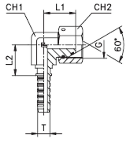 Фитинг DN 10 BSP (Г) 3/8 (90) compact (o-ring)