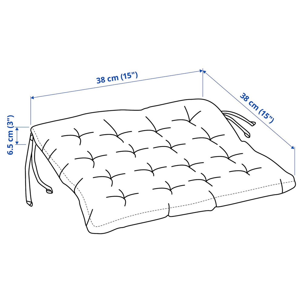 IKEA VIPPÄRT  (ИКЕА ВИППЭРТ)  -  Подушка на стул - тёмно-серый 38x38x6,5 см