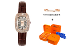 KANGOL Quartz Movement Genuine Leather Strap Watch Women"s Watch Gold Dial
