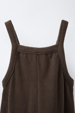 ZARA ДЛИННЫЙ КОМБИНЕЗОН SOFT TOUCH, КОРИЧНЕВЫЙ