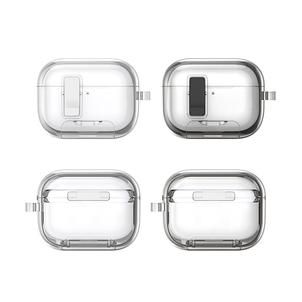 Чехол прозрачный защитный с магнитным замком для наушников AirPods Pro 3, серия PECR Series Case, в комплекте с карабином