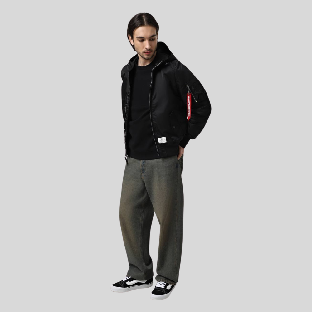 Бомбер Alpha Industries L-2B Hooded Gen II Black (Черный)