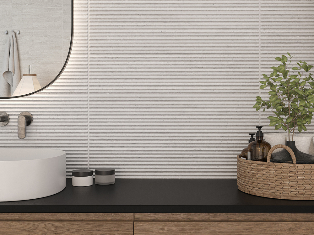 Травертин сер низ 03 / Travertine grey wall 03 300х600 (1-й сорт)