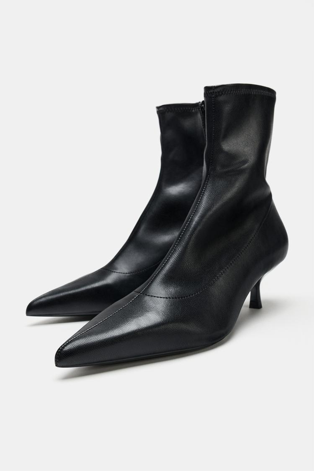 ZARA ЭЛАСТИЧНЫЕ БОТИЛЬОНЫ НА КАБЛУКЕ, ЧЕРНЫЙ