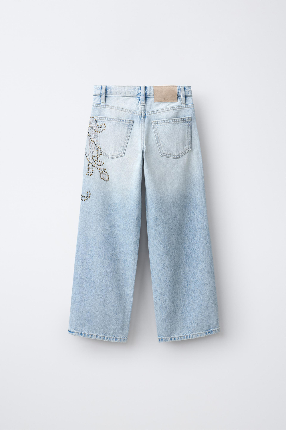 ZARA ДЖИНСЫ WIDE LEG С ЗАКЛЕПКАМИ, СИНИЙ