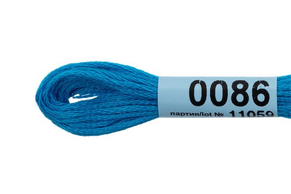 Мулине Gamma 100% хлопок, цв.0086 яр-синий, 24 мотка по 8 метров