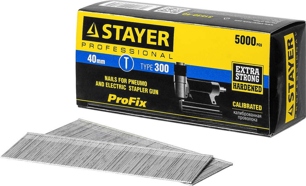 STAYER тип 18GA (47/300/F), 40 мм, 5000 шт, гвозди для нейлера, Professional (31530-40)