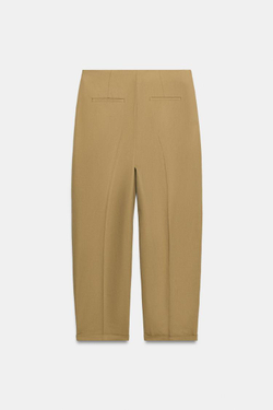 ZARA БРЮКИ С ВЫСОКОЙ ПОСАДКОЙ И СКЛАДКАМИ — ZW COLLECTION, РЫЖЕВАТО-КОРИЧНЕВЫЙ
