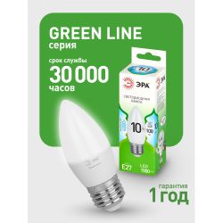 Лампа светодиодная ЭРА GREEN LINE LED B35-10W-840-E27 GL 10Вт свеча яркий белый свет E27 | Лампы cветодиодные Свеча (B/C)