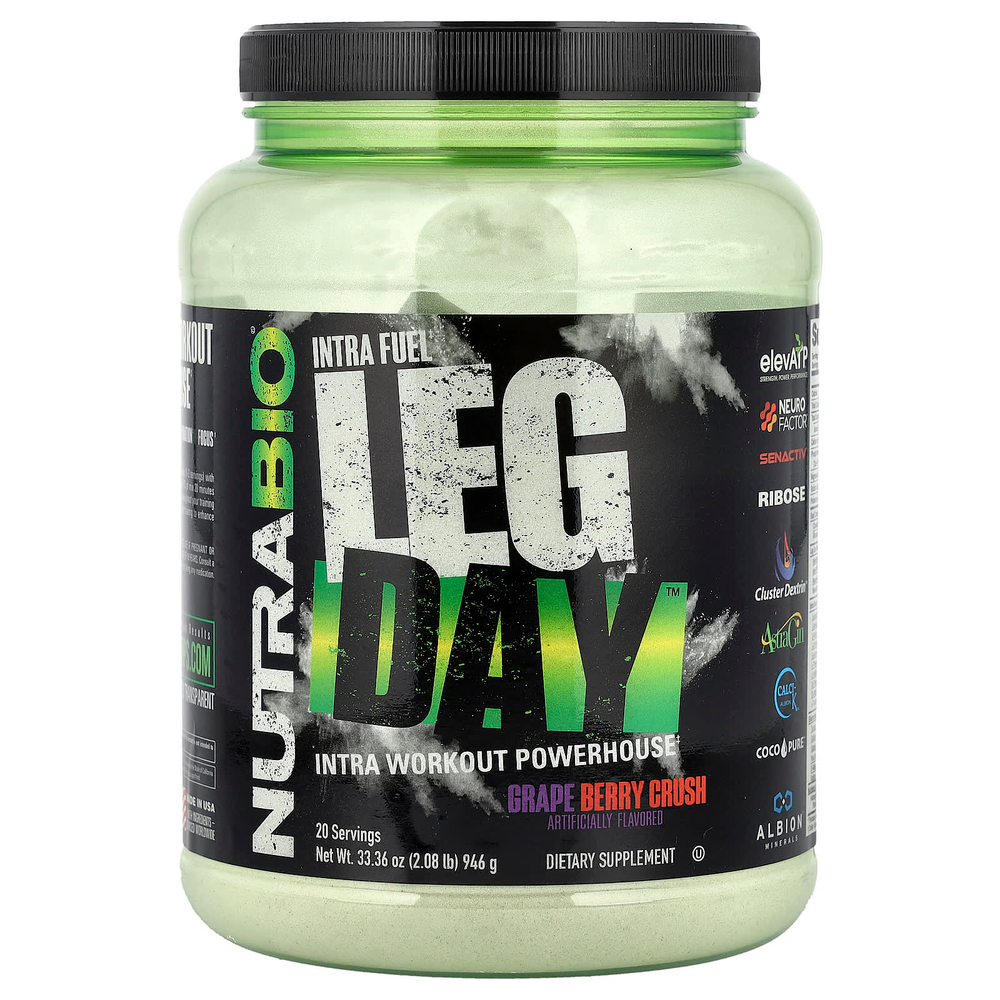 NutraBio, Intra Fuel, Leg Day™, со вкусом винограда, 946 г (2,08 фунта)