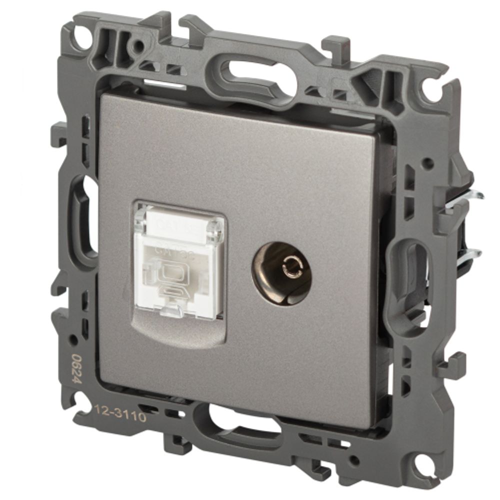 Розетка ЭРА Серия 12 12-3110-16 комбинированная RJ45+TV, титан | Эра 12