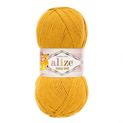 Пряжа Alize (Ализе) Cotton Gold / уп.5 мот. по 100 г, 330м, 002 горчичный A