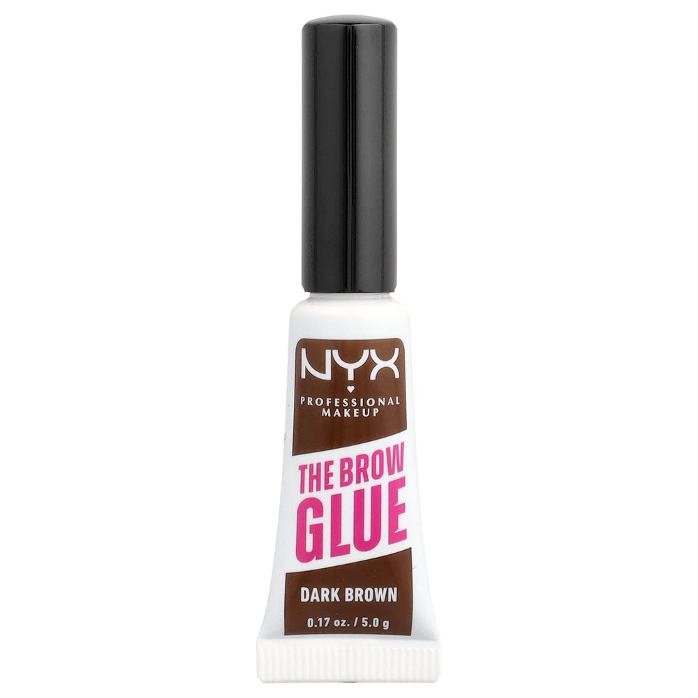 NYX Professional Makeup, The Brow Glue, мгновенная укладка для бровей, 04 темно-коричневый, 5 г (0,17 унции)
