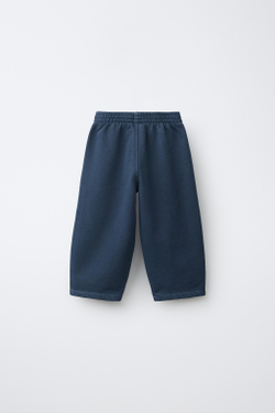 ZARA ОДНОТОННЫЕ БРЮКИ BARREL, МОРСКОЙ СИНИЙ