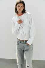 РУБАШКА ИЗ ПОПЛИНА С КОРСЕТНОЙ ВСТАВКОЙ — ZARA