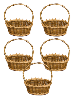 Корзинка овальная подарочная, набор 5 штук, арт. O270GR/5, 27х19х10 см, высота с ручкой 34 см