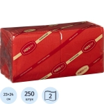 Салфетки бумажные 2-слойные 23x24 см красные (250 листов в пачке)