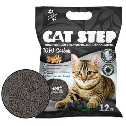 Cat Step Tofu Carbon Наполнитель растительный комкующийся, 12 л