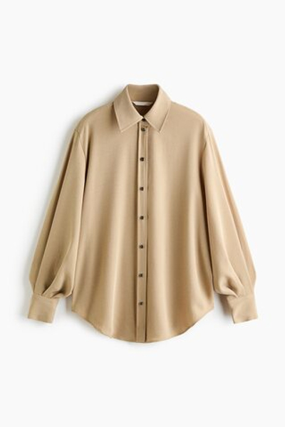 Рубашка оверсайз с пышными рукавами - H&M