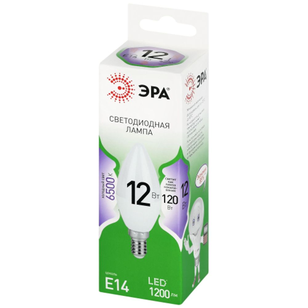 Лампа светодиодная ЭРА GREEN LINE LED B35-12W-865-E14 GL 12Вт свеча холодный свет E14 | Лампы cветодиодные Свеча (B/C)
