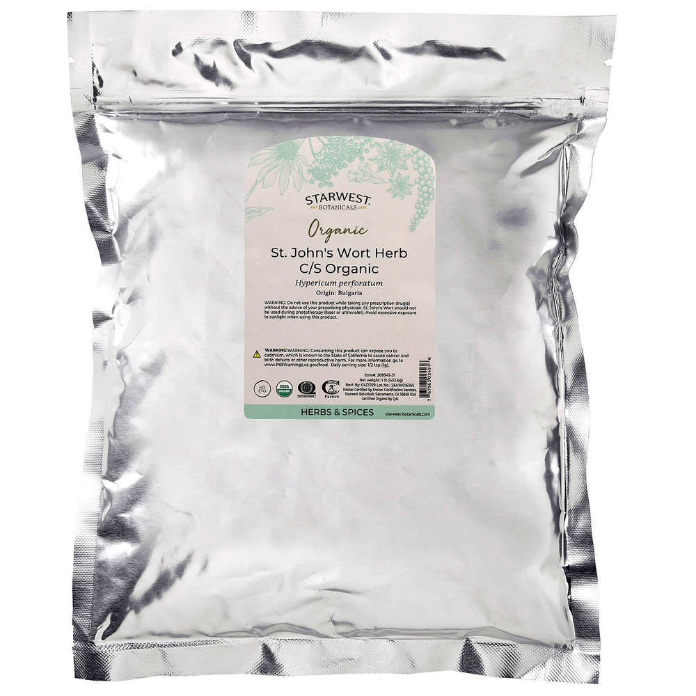 Starwest Botanicals, органический зверобой, измельченный и просеянный, 453,6 г (1 фунт)