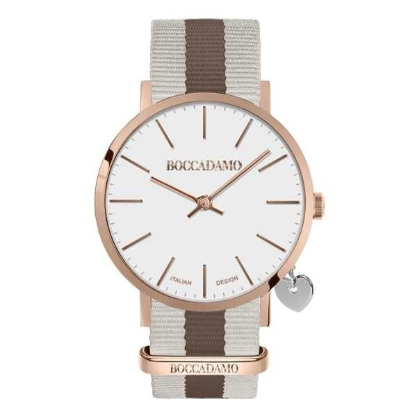 Часы Boccadamo Mya Rosegold White MY010 BW с ремешком из нейлона, минеральным стеклом