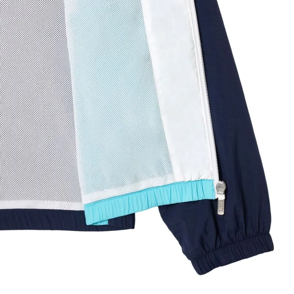 Детская теннисная толстовка Lacoste Recycled Fiber Colourblock Zipped - navy blue/white/bordeuax/blue