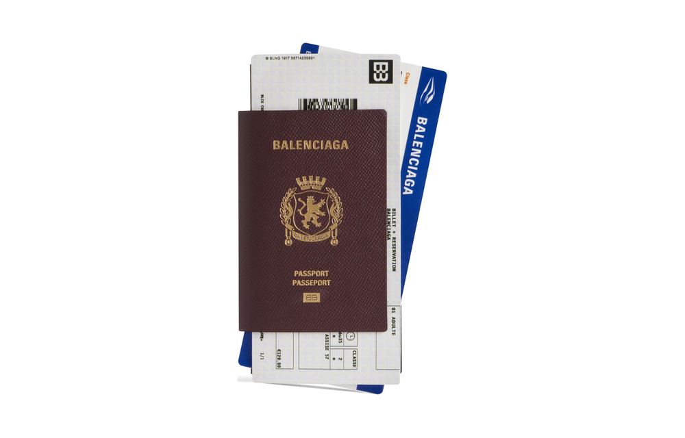 Balenciaga Calfskin Passport Holder Men"s Dark Red