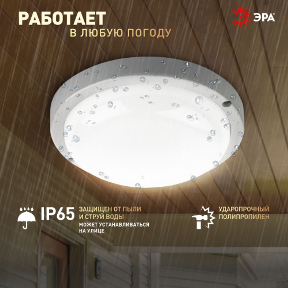 Светильник ЖКХ светодиодный ЭРА SPB-201-0-40K-015 IP65 15Вт 4000К D170 круглый | Светильники для ЖКХ IP65