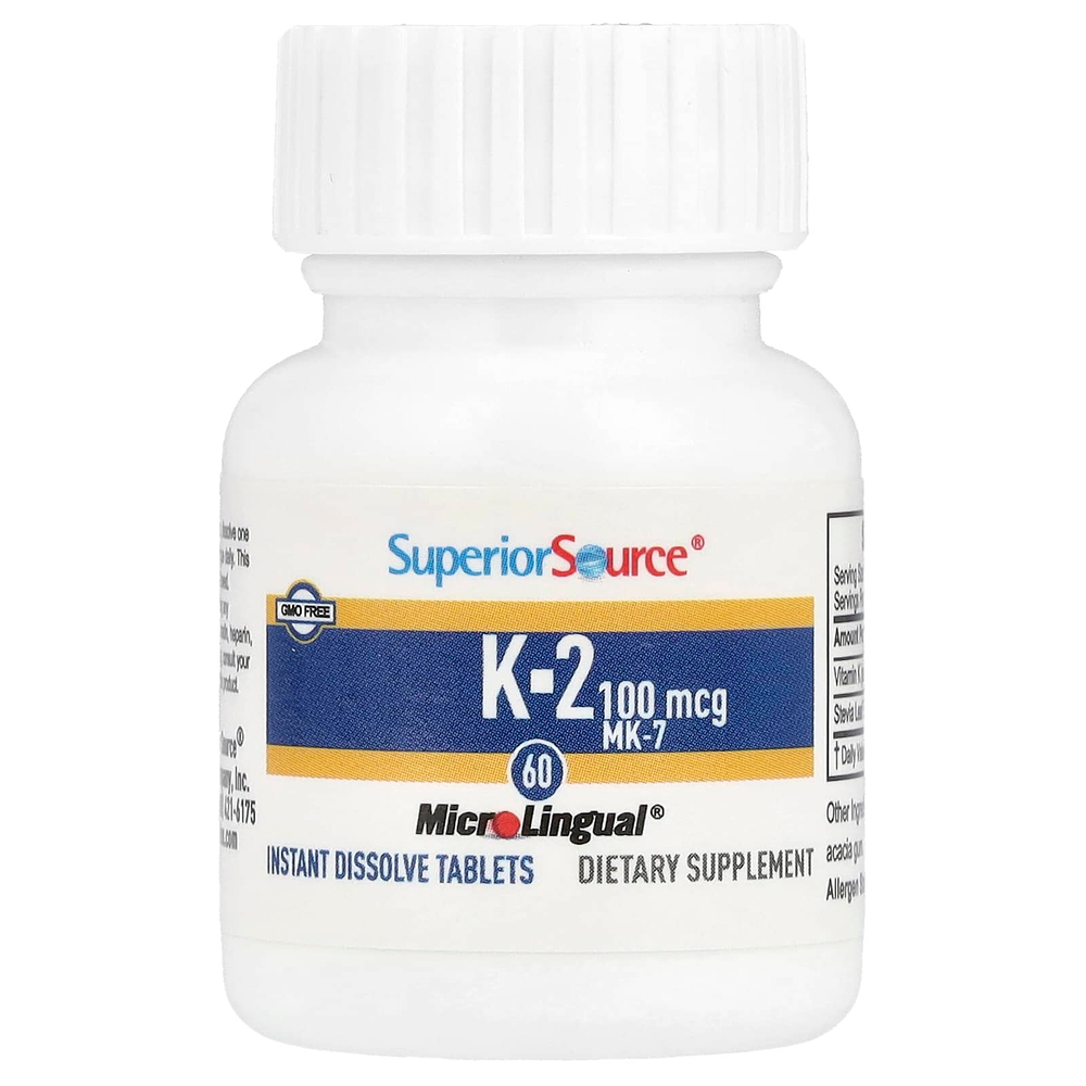 Superior Source, витамин K2, 100 мкг, 60 быстрорастворимых таблеток MicroLingual®