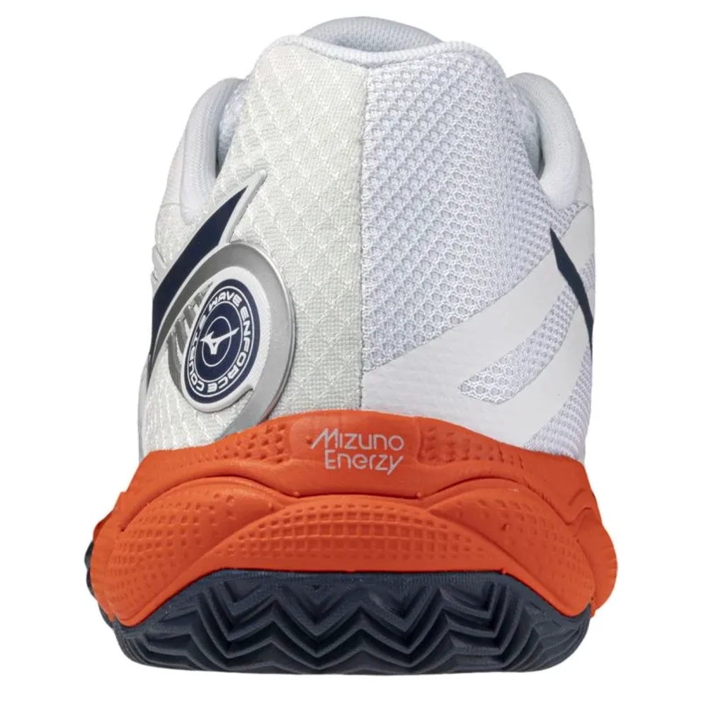 Мужские кроссовки теннисные Mizuno Wave Enforce Court 2 CC - white/insignia blue/orange