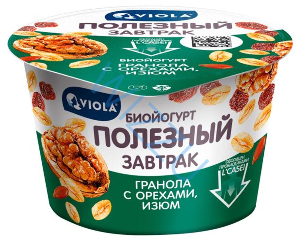 Биойогурт «Полезный завтрак» Viola, с гранолой и изюмом МДЖ 5% 130г