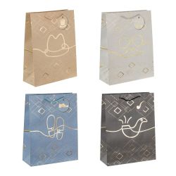 GAEM Пакет подарочный S (бумага 210г/м2, блок микс 12шт), L18 W8,5 H23,5 см, 4в.