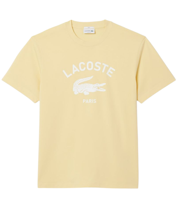 Мужская теннисная футболка Lacoste Signature Print Cotton - yellow