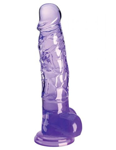 Фиолетовый фаллоимитатор с мошонкой на присоске 8’’ Cock with Balls - 22,2 см. (Цвет: фиолетовый)