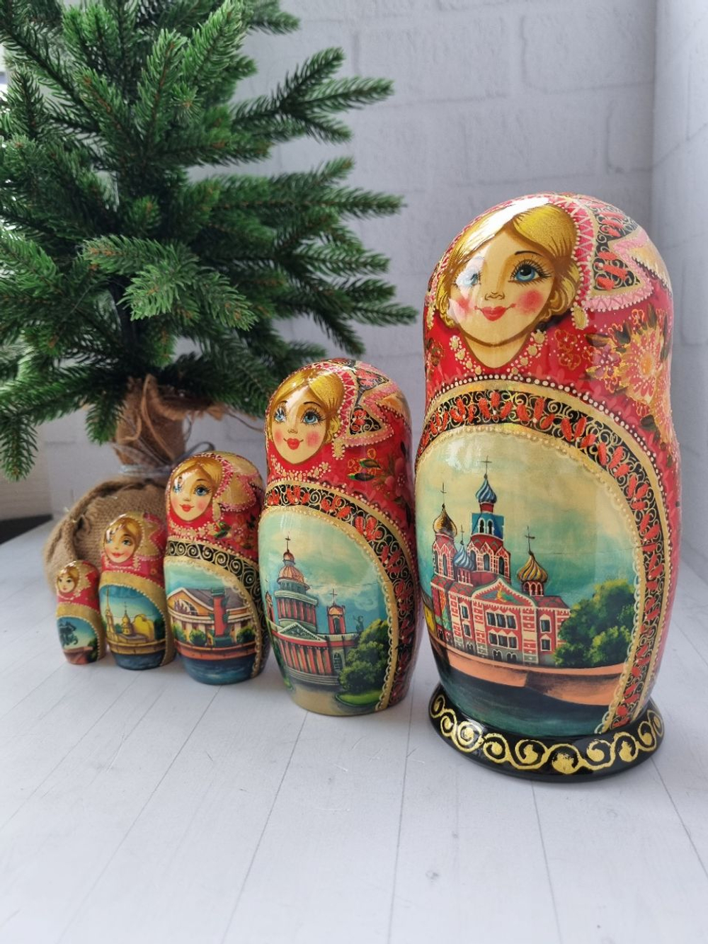 Матрешка "Виды города" 5 мест