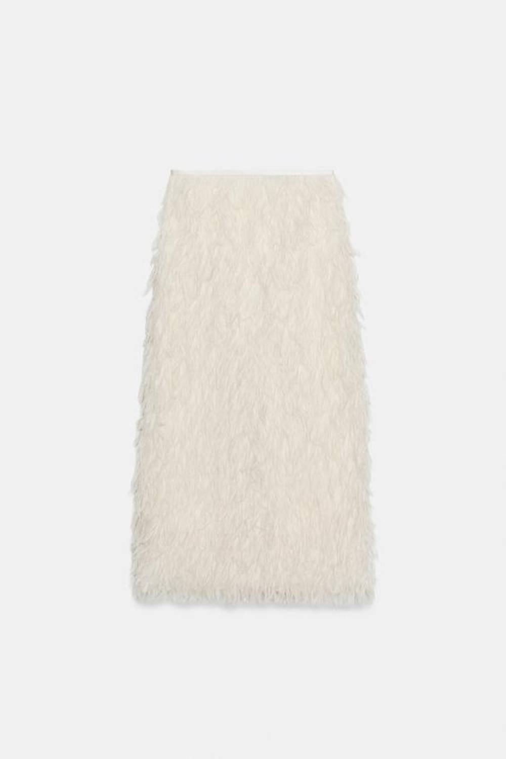 ZARA ЮБКА С ПЕРЬЯМИ — ZW COLLECTION LIMITED EDITION, ЭКРЮ