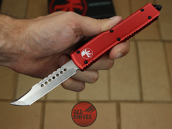 Нож Microtech Ultratech Helhound H/E - красная рукоять, клинок сатин + запчасти RK-356